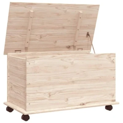 Image of vidaXL Storage Chest with Wheels ALTA 73x39.5x43 cm Solid Wood Pine