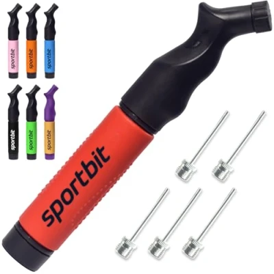 Image of SPORTBIT Ball Pump with 5 Needles Push &amp; Pull Inflating System Great for All Sports Balls Football Air Pump, Volleyball Basketball Inflator Goes Set