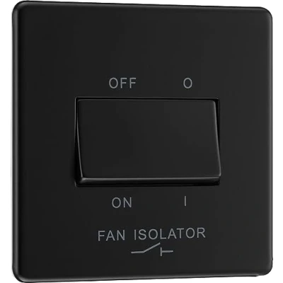 Image of BG Electrical Fan Isolator Switch, 10A, Triple Pole, Matt Black