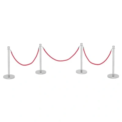 Image of Rope and Post Barriers 4 Stainless Steel Posts VIP Kit (Red) The Workplace Depot