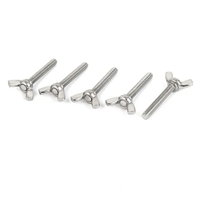 Image of Sourcingmap M6 x 40mm Thread 304 Stainless Steel Wing Bolt Butterfly Screw Silver Tone 5pcs