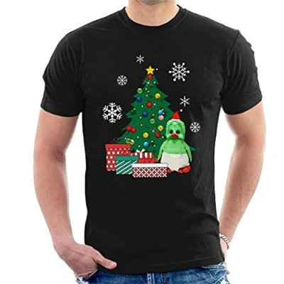 Image of Orville The Duck Around Christmas Tree Men&#039;s T Shirt Black