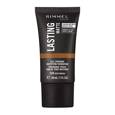 Image of Rimmel Lasting Matte Full Coverage Light weight Foundation 30ml, 504 Deep Mocha