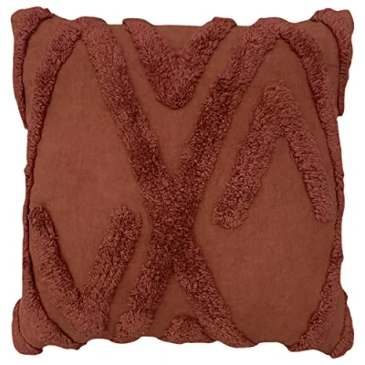 Image of furn. Kamjo Geometric Cotton Tufted Filled Cushion Red One Size