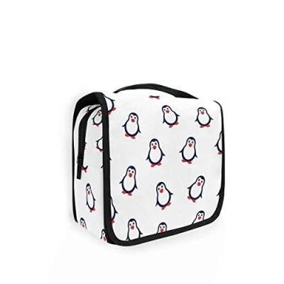 Image of Moyyo Cute Penguins Animal Toiletry Bag Travel Wash Organised Hanging Gym Camping Portable Cosmetic Organiser for Women Girls Kids