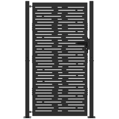 Image of vidaXL Garden Gate with Lock Black 105 x 200 cm Powder coated steel