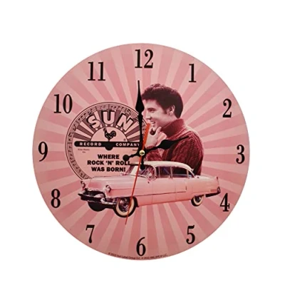 Image of Sun Records Elvis Presley Clock Pink Mid South Products