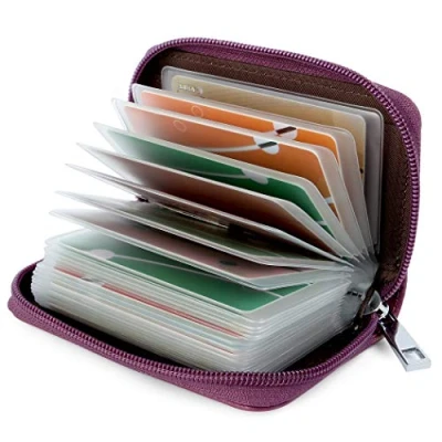 Image of Credit Card Holder Wallets for Women Men Leather 26 Slots (Purple)