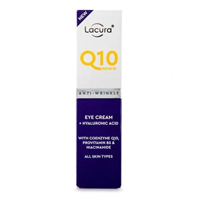 Image of Lacura Q10 Renew Eye Cream + Hyaluronic Acid with Coenzyme Q10, Provitamin B5 and Niacinamide 20ml, Anti Aging Moisturizing Treatment for Youthful Radiant Eyes