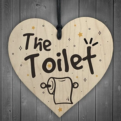 Image of RED OCEAN Shabby Chic The Toilet Hanging Wooden Heart Home Plaque Door Loo Sign Gift