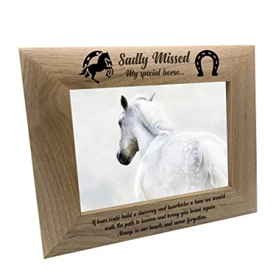 Image of ukgiftstoreonline Sadly Missed Horse Remembrance Memorial Wooden Photo Frame (5 x 7 Inch)