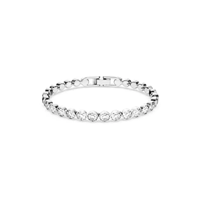 Image of Swarovski Women&#039;s Tennis Bracelet, Crystals, Rhodium Plated, White, Medium