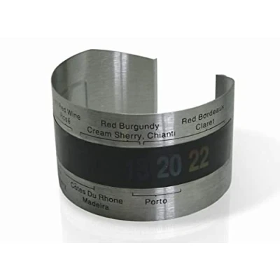 Image of Vin Bouquet FIC 009 Analogue Thermometer for Bottles, Black and Silver, 16.5 x 8.5 7 cm