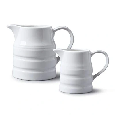 Image of WM Bartleet &amp; Sons 1750 TSET8 Porcelain Traditional Churn Jugs Set of 2 (284 ml, 1 Pint), White