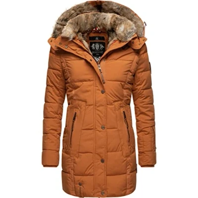 Image of Marikoo Lieblings Jacke Ladies’ Winter Puffer Coat with Faux Fur Rusty Cinnamon S