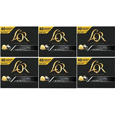 Image of L&#039;Or Forza, Onyx, Or Ristretto Coffee Pods 40&#039;s (Nespresso Compatible Capsules) (L&#039;Or 6 x 40 Pods)