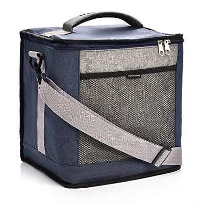 Image of Meteor Insulated Thermal Cool Bag Large Box Picnic Camping Food Drink Lunch Festival Hot Cold (FRIGID 12,5L, Navy Blue/Grey)
