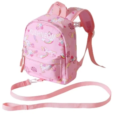 Image of YUEHNEOM Harness Backpack with Removable Tether Travel Toddler Safety Anti Lost Kids’ Mini Kids Baby for Toddlers Age 1 5 Years (Pink)