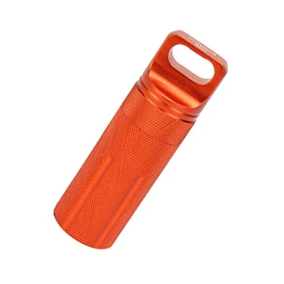 Image of Vogueing Tool Metal Survival Capsule Pill Dispenser, Waterproof, Round Head, Orange