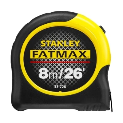 Image of STANLEY FATMAX Tape Measure Blade Armor 8 M Metric and 26 FT Imperial Shock Resistant with Mylar Coating Cushion Grip 0 33 726