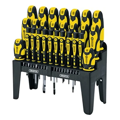 Image of Draper Soft Grip Screwdriver and Bit Set, Yellow (47 Piece)