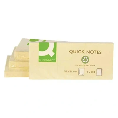 Image of Q Connect Recycled Quick Notes 38 x 51mm Yellow (Pack of 12) KF22367