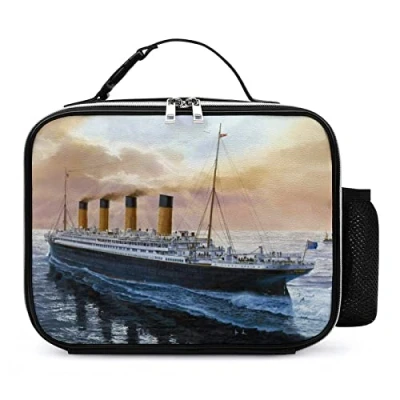Image of Retro Titanic Famous Old Historic Lunch Bag Insulated Box Reusable Tote Organizer for Work Picnic