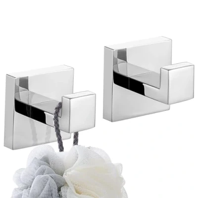 Image of TURS Towel Hooks Clothes Robe Hook for Bathroom Kitchen Garage Stainless Steel Wall Mounted 2 Pack, Polished Chrome Finish