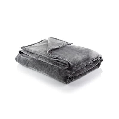 Image of Minky Super Soft Luxury Throw Blanket Machine Washable Blankets, Multipurpose, Plush Lightweight for Sofa, Bed &amp; Couch, Throw, Bedroom Accessories, Single 180cm x 135cm (Grey)
