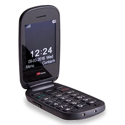Image of TTfone Lunar TT750 Big Button Simple Easy Clamshell Flip Mobile Phone Pay As You Go (Vodafone, Black)
