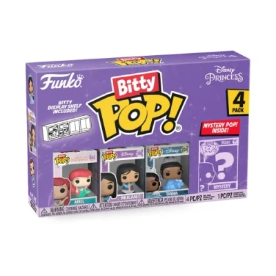 Image of Funko Bitty POP! Disney Princess Ariel, Mulan, Tiana and A Surprise Mystery Mini Figure 0.9 Inch (2.2 Cm) Collectable Stackable Display Shelf Included Gift Idea Party Bags Stocking