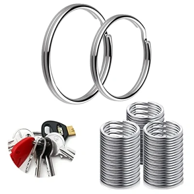 Image of 30Pcs Key Rings Hoops, 25mm Mini Split Jump Ring, Round Metal Silver Rings, Stainless Steel Keychain for DIY Art Craft, Crafts Ornaments, Jewelry Making, Bag, Handbag (Silver)