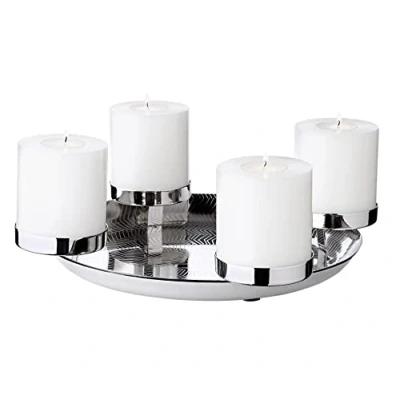 Image of EDZARD Kaya Advent Wreath (Diameter 36 cm), Stainless Steel, Highly Polished, Silver, for Pillar Candles, Diameter 8 cm