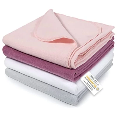 Image of MAKIAN Molleton Cloths Set, 4 x Cloth Nappies 80 cm Set of Baby Burp Cloths/Soft, Absorbent Flannel Made 100% Cotton, Oeko Tex® Standard 100 Tested (Powder Pink)