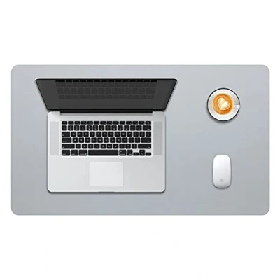 Image of DOBAOJIA Desk Pad Large,Desk Mat, Laptop Writing Pad, Blotter, Extended Mouse Large for Office/Home, PU Leather Waterproof +Suede Non Slip 23.6&quot; X 13.8&quot; (Grey)