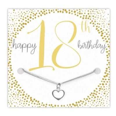 Image of Purple Piglet Gifts 18th Birthday Necklace Sterling Silver Heart Pendant Box Chain Versatile Design Unique &amp; Thoughtful Gift for Girls