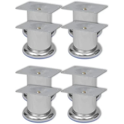 Image of vidaXL Sofa Legs 8 pcs Round Chrome 60 mm