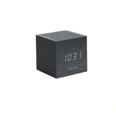 Image of Karlsson Clock, Wood, Black Veneer with White LED, 8 x cm