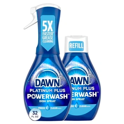 Image of Dawn Powerwash Spray Starter Kit, Platinum Dish Soap, Fresh Scent, 1 Kit + Refill, 16 fl oz each