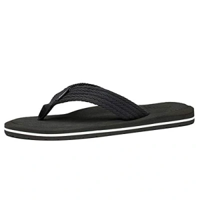 Image of NewDenBer Men&#039;s Flip Flops Comfort Thong Sandals Lightweight Beach/Pool Summer Slippers, 12 UK Men, Black
