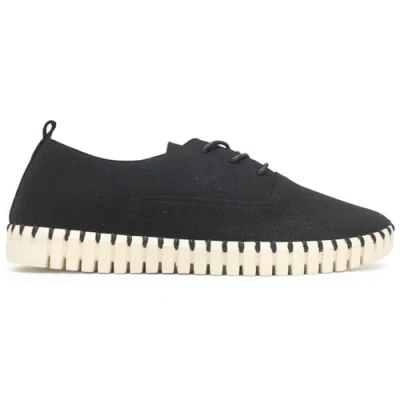 Image of Ilse Jacobsen Tulip 145 Synthetic Textile Men&#039;s Loafers Black Pearled Ivory Shoes