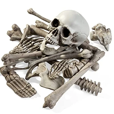 Image of THE TWIDDLERS 25 PCS Halloween Skeleton Decoration Skull Bones Skeleton, Party Prank Toys Costume Props and Scary Decorations Full Size