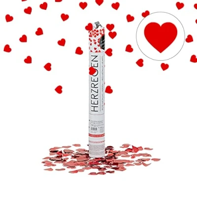 Image of 10x Party Poppers, 40 cm Confetti Cannon Set, for Weddings and Birthdays, Shooter with 6 8 m Shooting Distance, Metallic Red