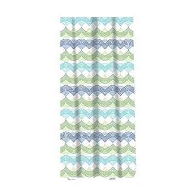 Image of Sabichi Waves PEVA Shower Curtain 180 x cm (71 71 Inch) Patterned Multicolour Mould Resistant Easy To Clean BPA Free Includes 12 Plastic Hooks