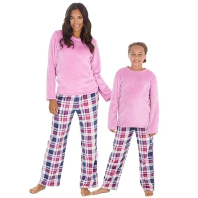 Image of Undercover Ladies Soft Fleece Pyjamas 34B2011 Pink/Blue Check L