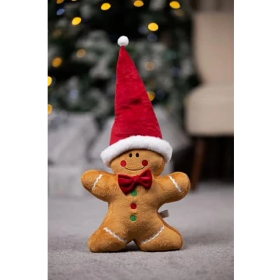 Image of Marco Paul Christmas gingerbread Man Statue Large, Soft, Fun Festive Decor Ornament for Xmas Home and Decorations plushie toy free standing soft plush fabric 52x25x9cm