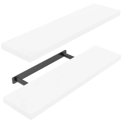 Image of STOREMIC Floating Shelves, White Shelves with Length 60cm, Set of 2 Wall Easy to Install Decorative Shelf Large Storage for Bedroom, Bathroom, Home Office, Living Room
