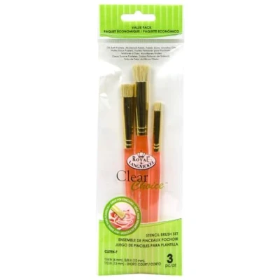 Image of Royal and Langnickel Clear Choice Stencil Brush Set 3 Pieces Short 1/4 inch, 3/8 1/2 inch