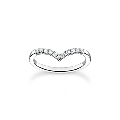 Image of Thomas Sabo Women Ring V Shape with White Stones Silver 925 Sterling TR2394 051 14