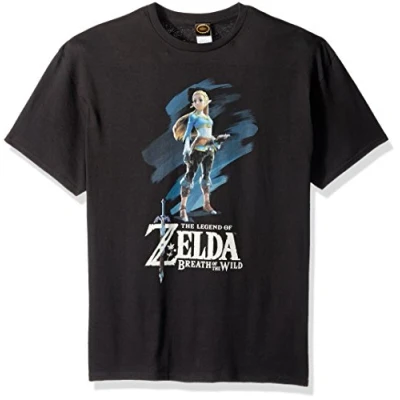 Image of Nintendo Men&#039;s Breath of The Wild Zelda Paint T Shirt, Black, Medium
